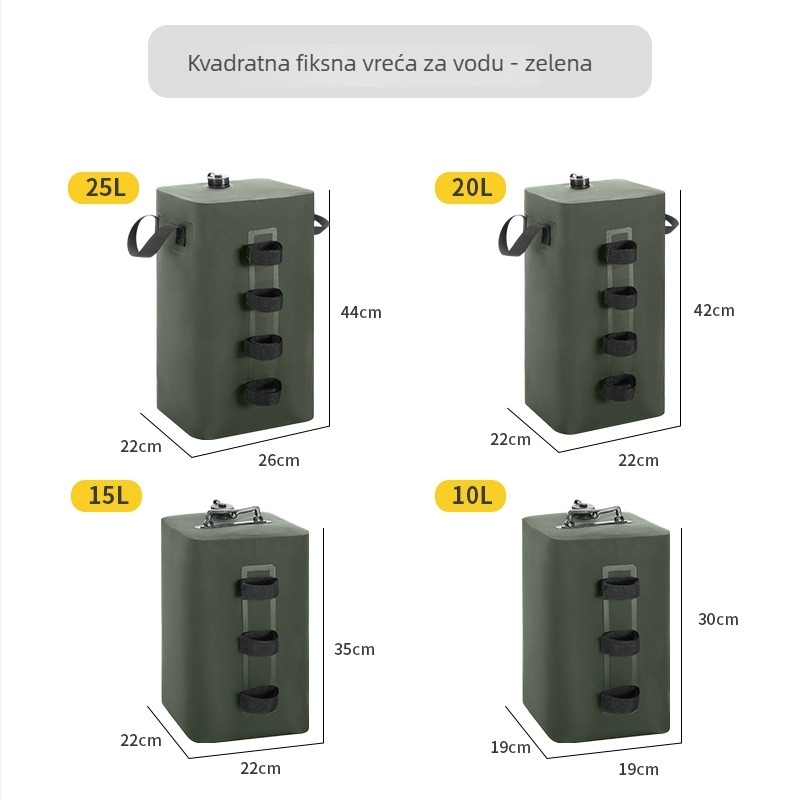 Sak za vodu za šator, kvadratna stabilizacijska vodena vreća, otporna na vjetar