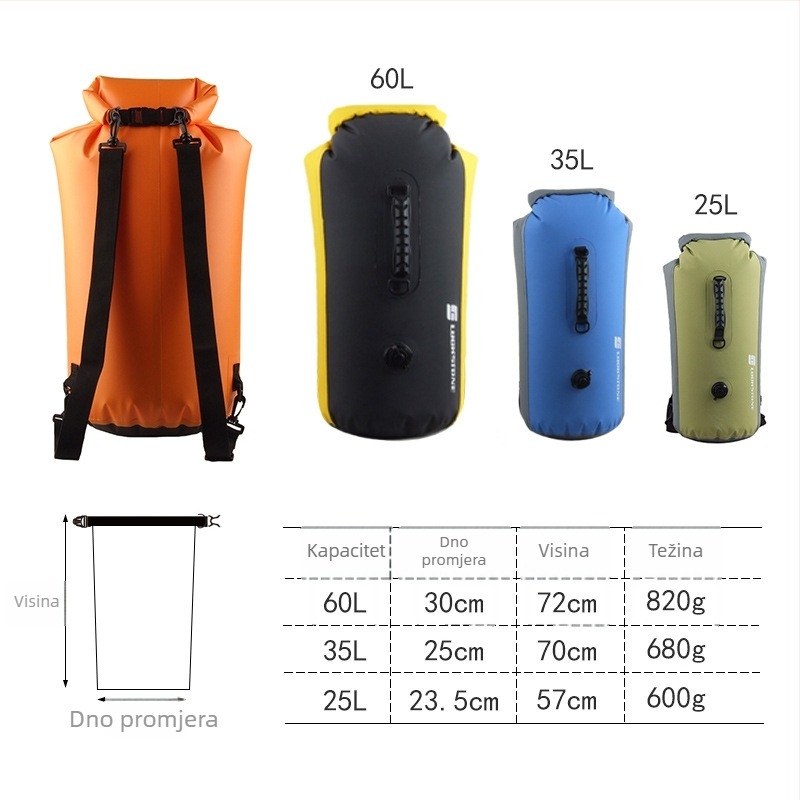 LUCKSTONE Vanjska vodootporna košara-tip torba od 500D PVC mrežastog materijala, sušilna torba