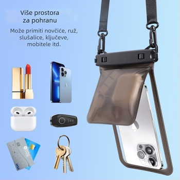 Dvokomorna PVC vodootporna torbica za telefon s trakom za vrat, za plivanje, rafting i ronjenje