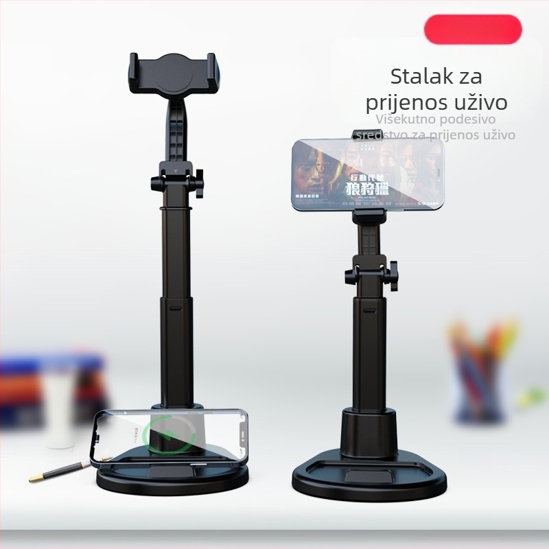 Teleskopski stolni držač za mobitel i tablet sa rotirajućom dvostrukom kamerom za overhead uživo video