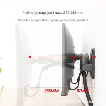 Zidni nosač za monitor s rotacijom, podizanjem i teleskopskim ramenom — aluminijska legura