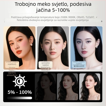 Magnetsko LED svjetlo za dopunu za mobilne videokonferencije — CCT 2500K–9000K, CRI ≥95, do 500 luxa na 0,5 m, <10W, model CL-V22A, ručno i prijenosno