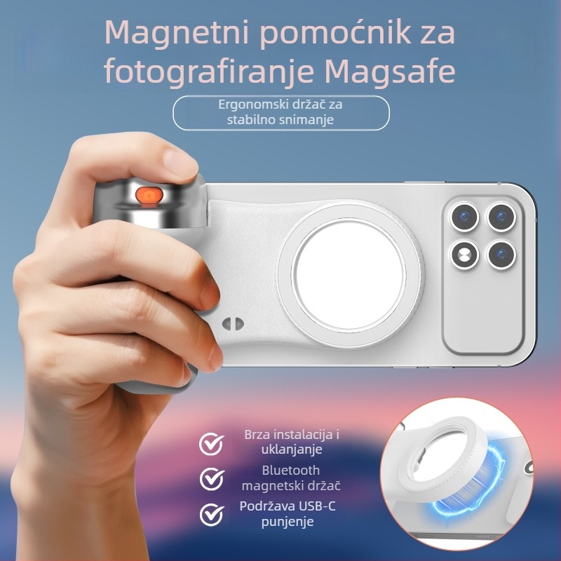 MagSafe magnetski držač za telefon s osvjetljenjem za selfie - ručni, prijenosni svjetlosni dodatak, Bluetooth daljinsko upravljanje, temperatura boje 2500-9900K