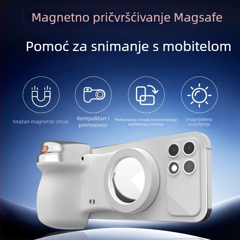 MagSafe magnetski držač za telefon s osvjetljenjem za selfie - ručni, prijenosni svjetlosni dodatak, Bluetooth daljinsko upravljanje, temperatura boje 2500-9900K