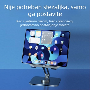 Držač tableta od aluminijske legure, okretni, sklopivi i prijenosni – kompatibilan s iPadom