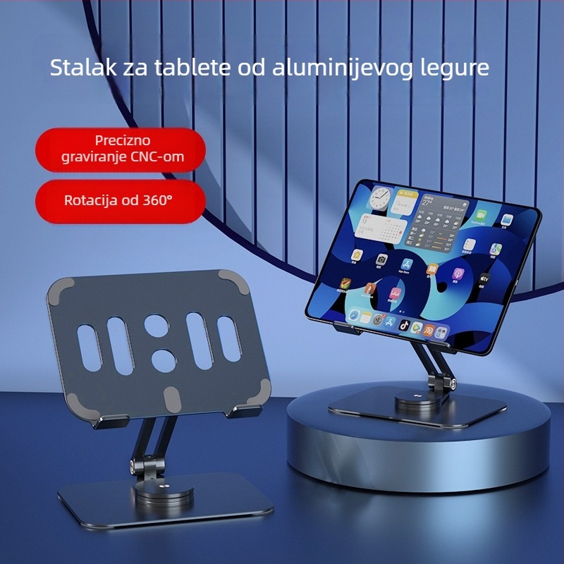 Držač tableta od aluminijske legure, okretni, sklopivi i prijenosni – kompatibilan s iPadom