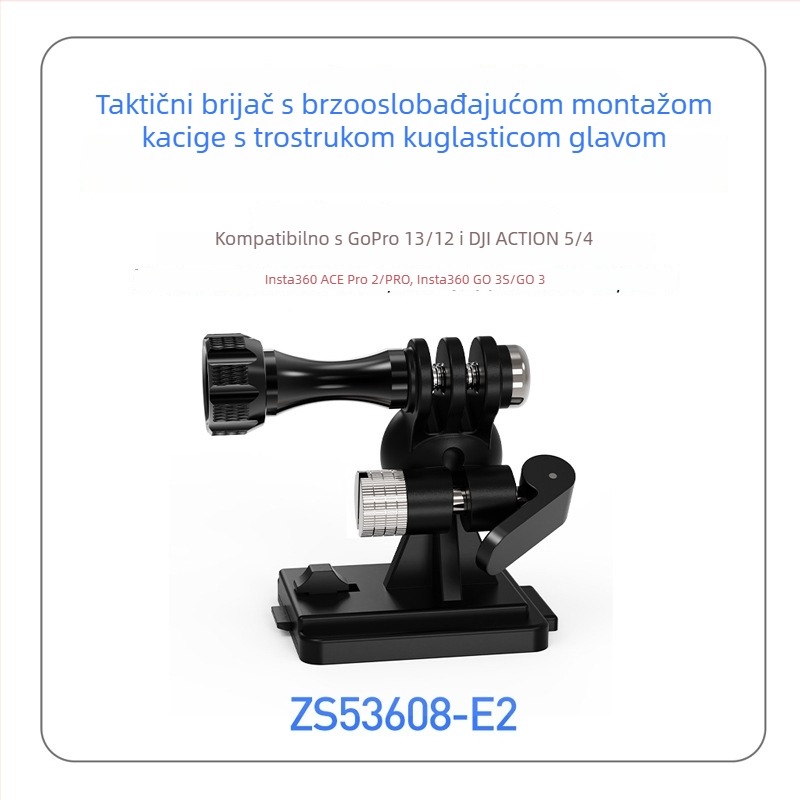 Držač kacige za akcijske kamere — materijal: plastika; kompatibilni modeli: Action Camera; tiskanje logotipa nije podržano; postprodajna služba: 3 garancije.