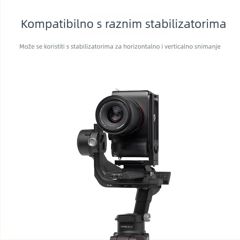 L-tip brze instalacijska ploča za kameru – vertikalna ploča s perforacijama za proširenje, univerzalna za SLR, aluminijska zlitina, model L130C, nosivost 6–10 kg