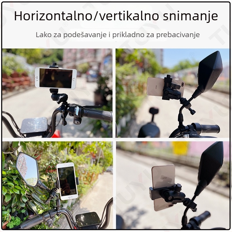 Držač za upravljač motocikla za akcijske kamere — TUYU K06-02, najlon + vlakno, univerzalna kompatibilnost sa sportskim kamerama