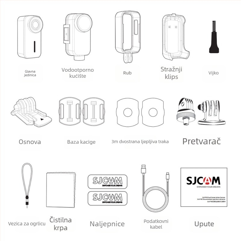 SJCAM Quick Shadow C110 FPV akcijska kamera za motocikle - 4K, 20MP senzor, anti-shake, microSD do 128GB, vodootporna kutija uključena