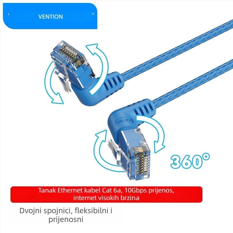 Weixun IBO 360° rotirajući Cat6 UTP mrežni kabel, dvostruki zavoj, RJ-45, 10 Gbps