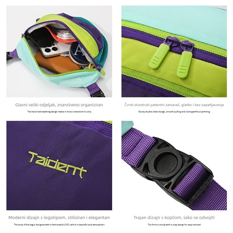 Prsna torba - gradska jednostavnost, najlon, zatvarač, unutarnji džep