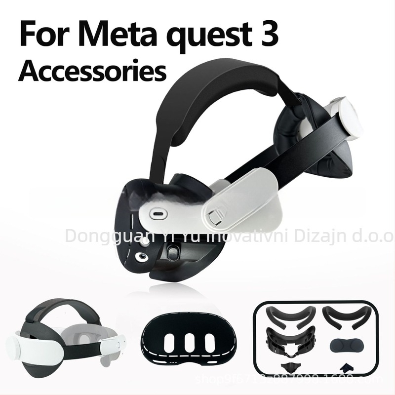 Meta Quest 3 elitni set za glavu — lagan, prozračan okvir maske i zaštitni pokrov; Model YY-M051/M019/M037; Uključuje elitni set za glavu, prozračnu masku za oči, silikon prednji poklopac (bez punjenja)