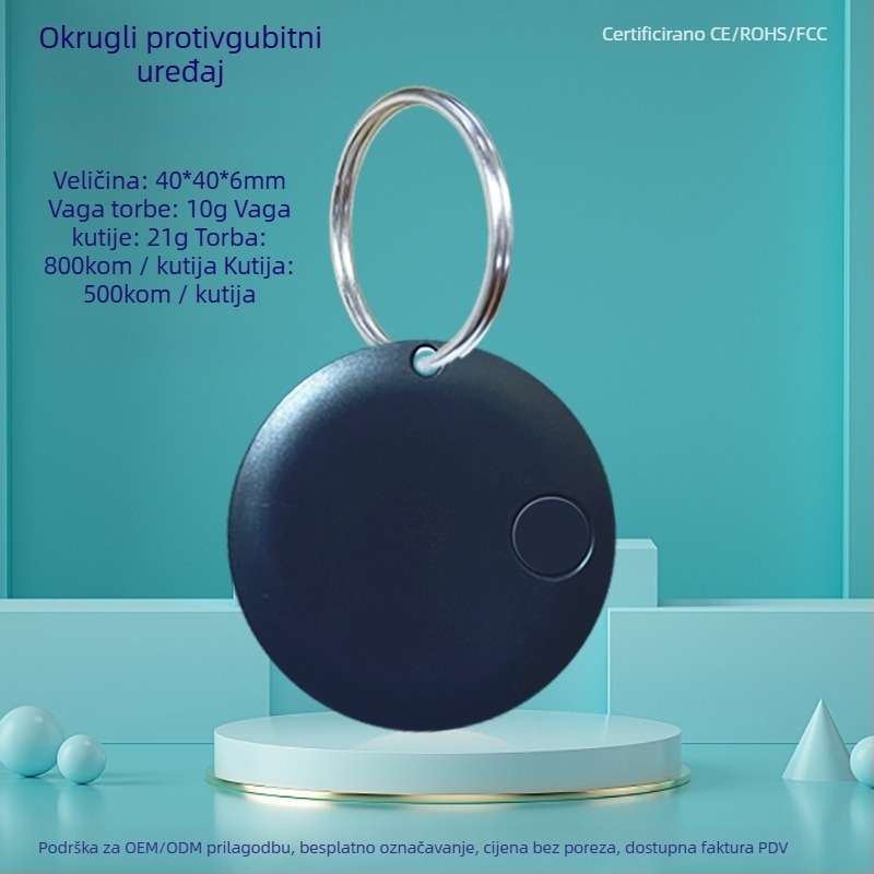 Okružni Bluetooth uređaj protiv gubitka s dvosmjernim praćenjem i alarmom; baterija 210 mAh; domet do 20 m; kompatibilan s Androidom i iOS-om; ABS kućište; dvosmjerno traženje