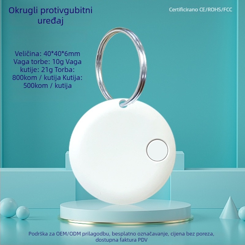 Okružni Bluetooth uređaj protiv gubitka s dvosmjernim praćenjem i alarmom; baterija 210 mAh; domet do 20 m; kompatibilan s Androidom i iOS-om; ABS kućište; dvosmjerno traženje