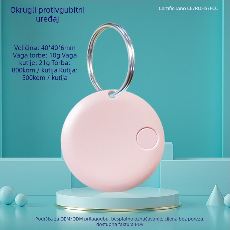 Okružni Bluetooth uređaj protiv gubitka s dvosmjernim praćenjem i alarmom; baterija 210 mAh; domet do 20 m; kompatibilan s Androidom i iOS-om; ABS kućište; dvosmjerno traženje