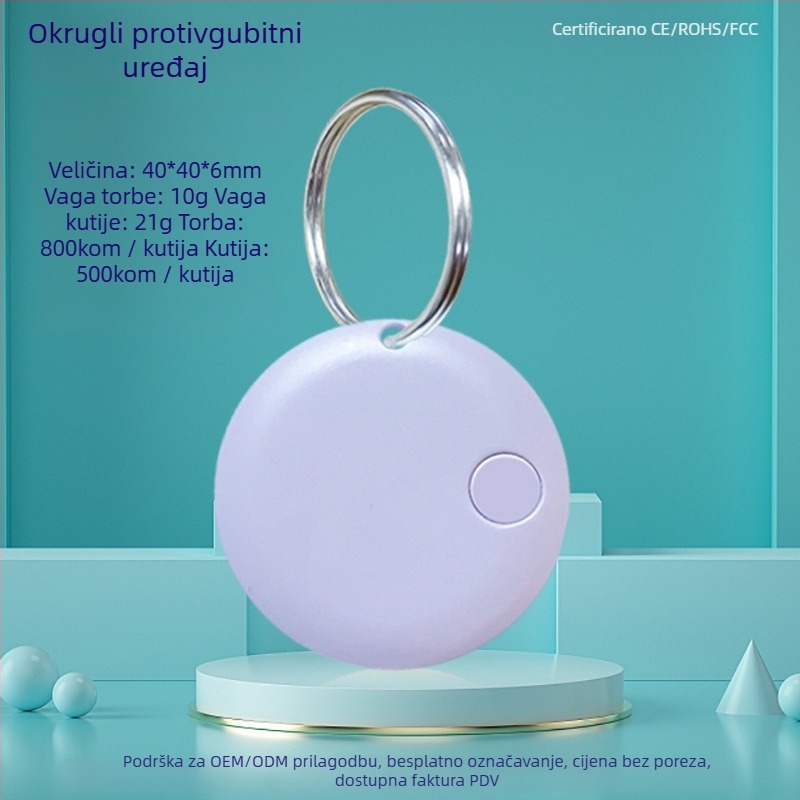 Okružni Bluetooth uređaj protiv gubitka s dvosmjernim praćenjem i alarmom; baterija 210 mAh; domet do 20 m; kompatibilan s Androidom i iOS-om; ABS kućište; dvosmjerno traženje