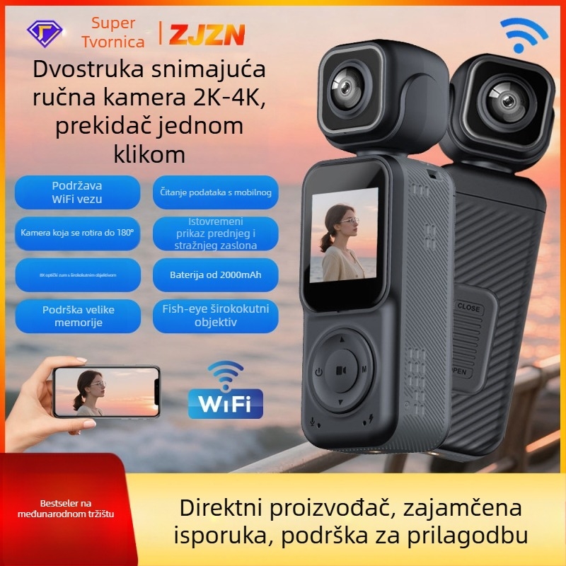 4K HD ručna kamera s dvostrukim objektivom i WiFi, sportska klips kamera, model Q3, LCD 1.5 inča