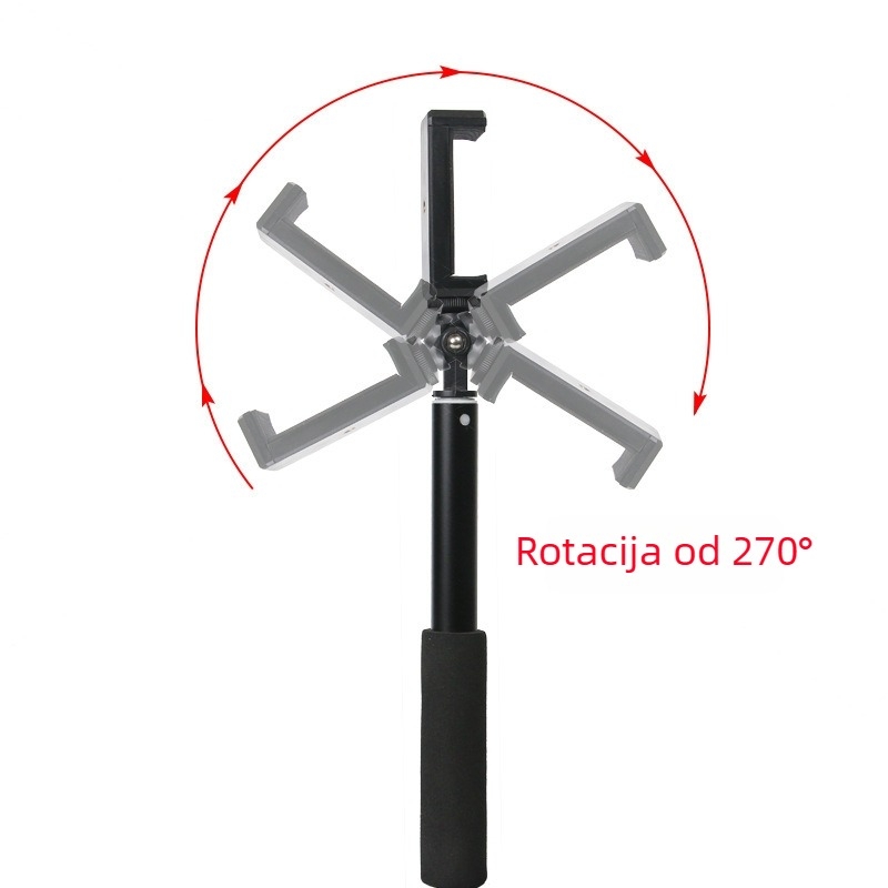 Selfie štap od aluminijske legure, Bluetooth, teleskopski, nosivost 2–5 kg