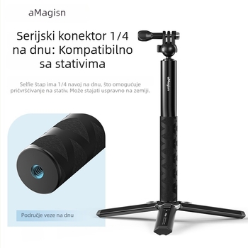 Amagisn Ball Head Selfie Stick za akcijske kamere | univerzalna kompatibilnost | aluminijska legura + nehrđajući čelik