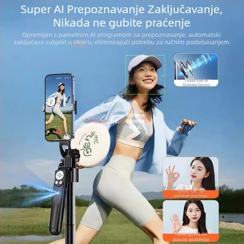 Inteligentni gimbal za selfie štap s 360° rotacijom, karbonska vlakna, daljinski upravljač, stabilizacija protiv podrhtavanja