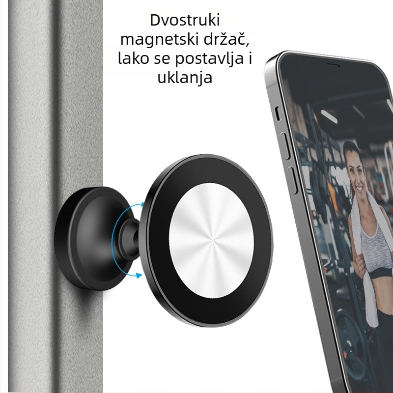 MagSafe držač za telefon za fitness opremu, dvostruki magnetski držač, legura + plast