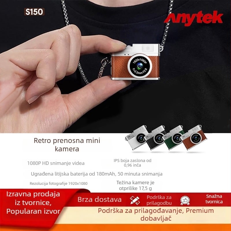 Retro ogrlica s mini kamerom S150 - 0.96 LCD, TF kartica za pohranu, ispod 1 MP, snimanje videa i fotografija