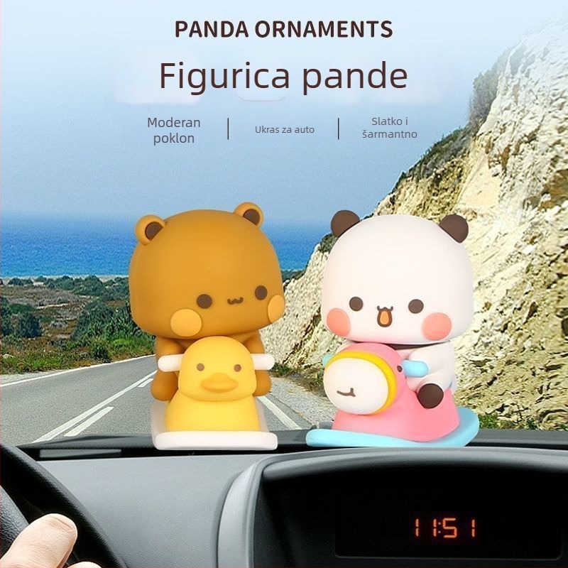 Panda Yi Er i BuBu – stolna figurica od smole, slatka crtani lik
