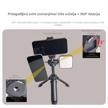 Trodjelni stolni produžni stativ za video i fotografiju, prijenosna drška za bezogledne kamere, univerzalni dizajn, ekološki materijali, mogućnost prilagodbe