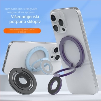 Dvodrveni magnetski držač za telefon za automobil, MagSafe kompatibilan, potpuno sklopiv, od cinkovog legura, stabilno pričvršćivanje za livestream