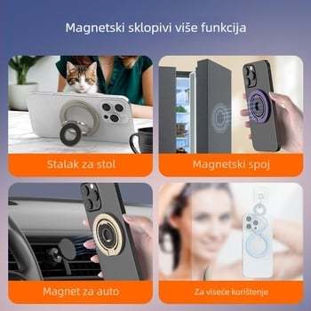 Dvodrveni magnetski držač za telefon za automobil, MagSafe kompatibilan, potpuno sklopiv, od cinkovog legura, stabilno pričvršćivanje za livestream