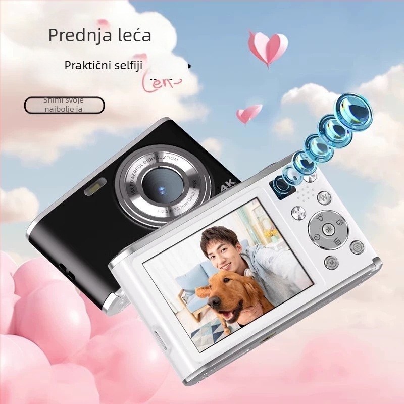 Digitalni fotoaparat s dvostrukom kamerom, autofokus, 3-inčni LCD zaslon, pohrana na TF kartici, snimanje videa