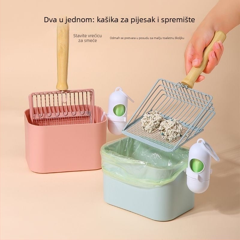 Lopatica za mačji pijesak i kanta – 2-u-1, plastika, nije uvezeno, bez poklona