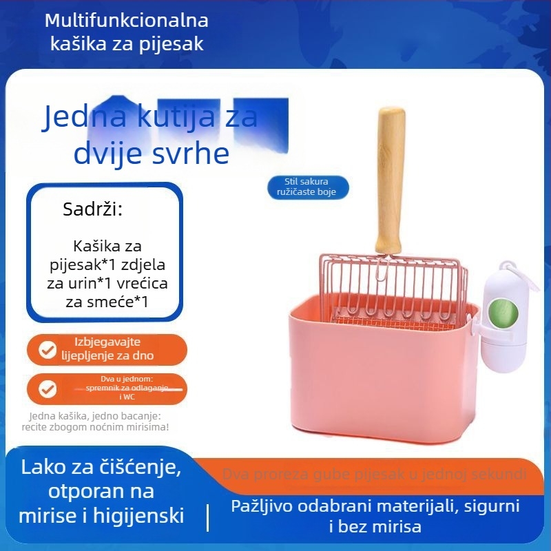 Lopatica za mačji pijesak i kanta – 2-u-1, plastika, nije uvezeno, bez poklona