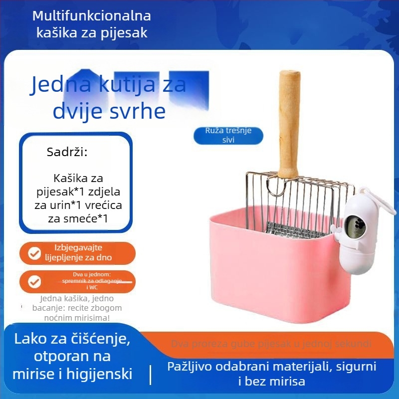 Lopatica za mačji pijesak i kanta – 2-u-1, plastika, nije uvezeno, bez poklona