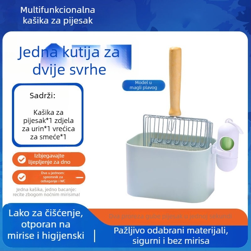 Lopatica za mačji pijesak i kanta – 2-u-1, plastika, nije uvezeno, bez poklona