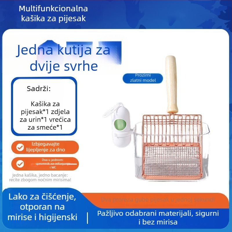 Lopatica za mačji pijesak i kanta – 2-u-1, plastika, nije uvezeno, bez poklona