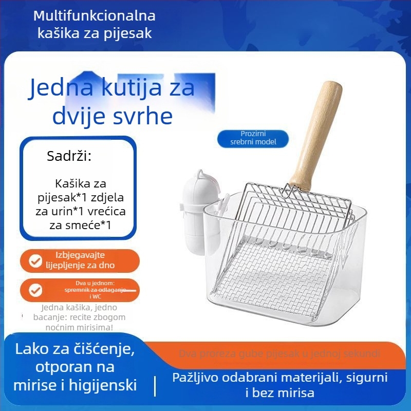Lopatica za mačji pijesak i kanta – 2-u-1, plastika, nije uvezeno, bez poklona