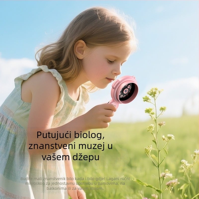 Prijenosni dječji mikroskop za istraživanje na otvorenom, s karikaturalnom kamerom i povećalom