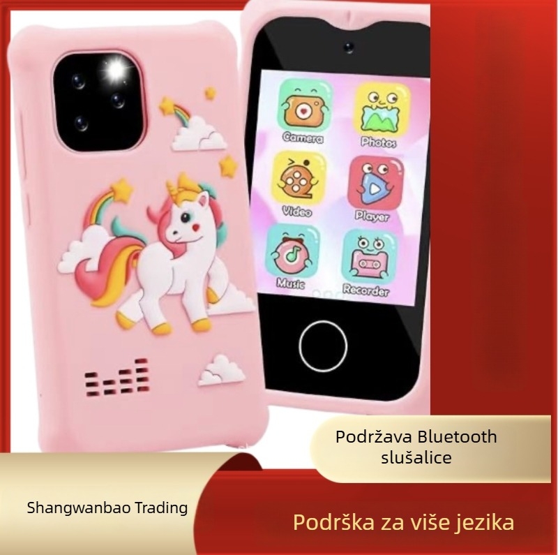 Dječja kamera-igračka s 2,8-inčnim LCD, silikon jednorog dizajn, model S3, podrška TF karti, 2.0 MP senzor, fotografije, video, filteri, igre, vremenski tajmer