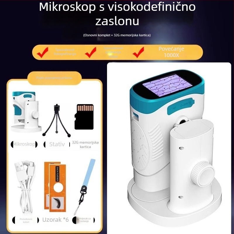 Dječja prenosna 4K kamera mikroskop sa zaslonom, model X10, 2-inčni LCD, TF kartica za pohranu, ABS kućište