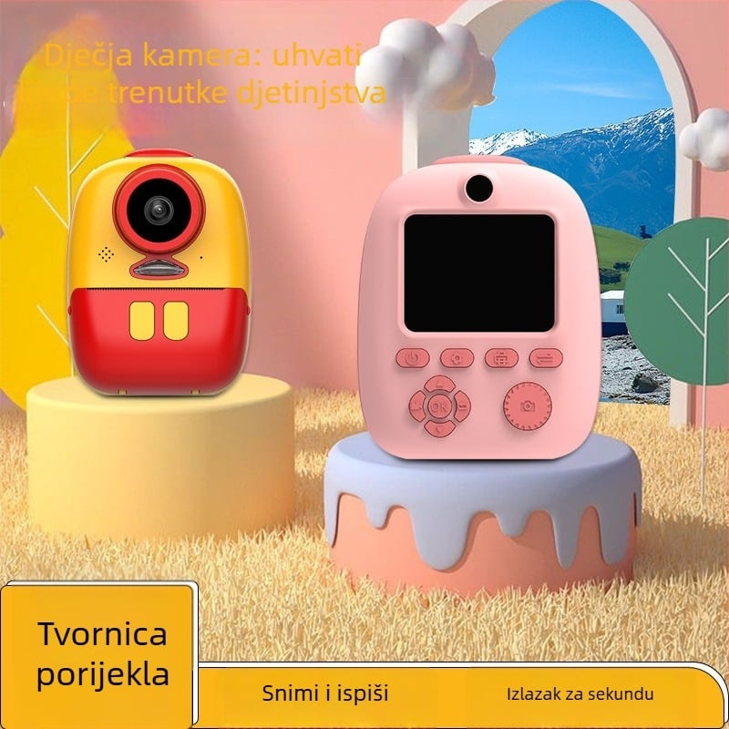 Dječja kamera u stilu Polaroid, mini digitalna kamera s mogućnošću ispisa, Model D10M, >40 MP, 2,0 inčni LCD, TF kartica