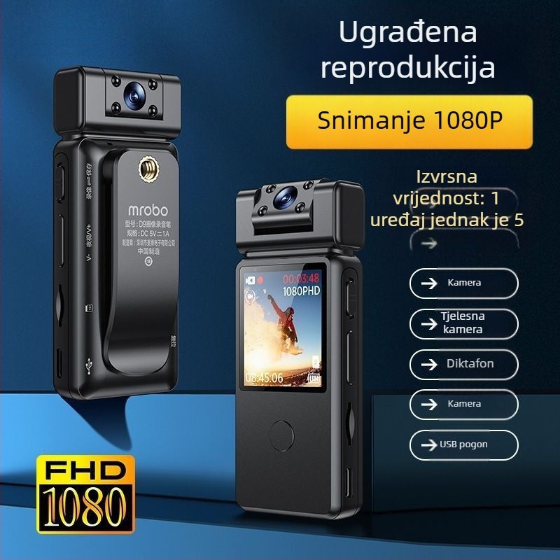 Kamera za akciju na prsima za motocikl s LCD zaslonom