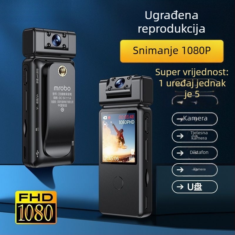 Kamera za akciju na prsima za motocikl s LCD zaslonom