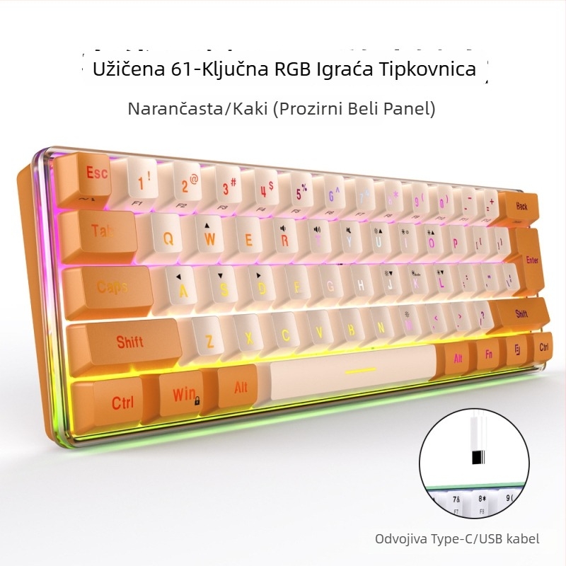 61-tipkovnica s žičanim spojem, RGB pozadinsko osvijetljenje, ABS tipke, USB sučelje