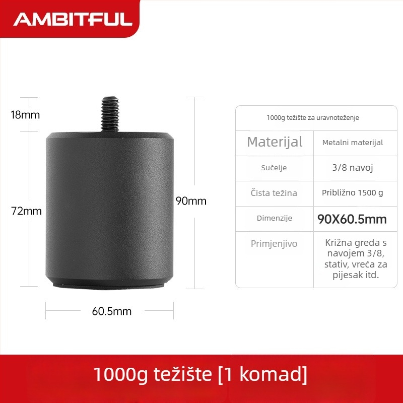 Svak koštanja za prečku i vrećice s pijeskom – Metal, otprilike 1500 g, Zhijie (digital)