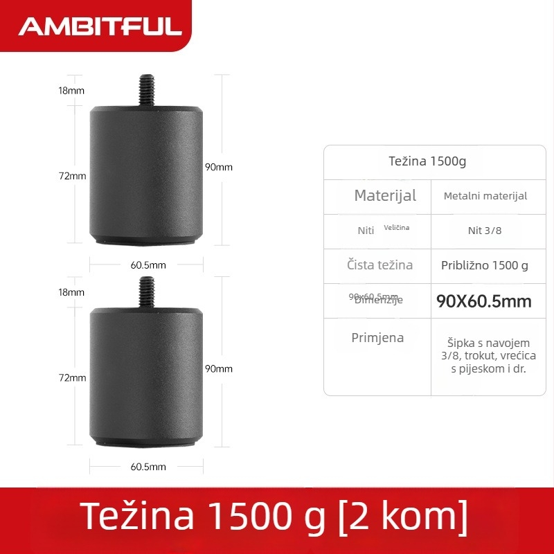 Svak koštanja za prečku i vrećice s pijeskom – Metal, otprilike 1500 g, Zhijie (digital)