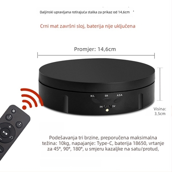 Električna rotirajuća vitrina za izlaganje nakita s daljinskim upravljačem, USB napajanje, ABS kućište, okrugli dizajn