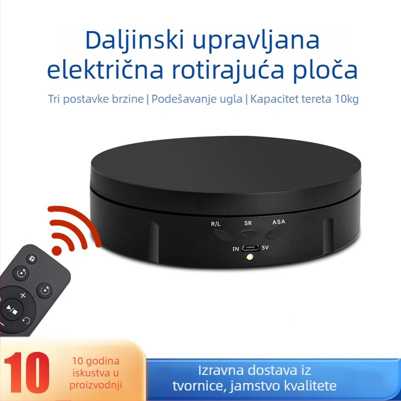 Električna rotirajuća vitrina za izlaganje nakita s daljinskim upravljačem, USB napajanje, ABS kućište, okrugli dizajn