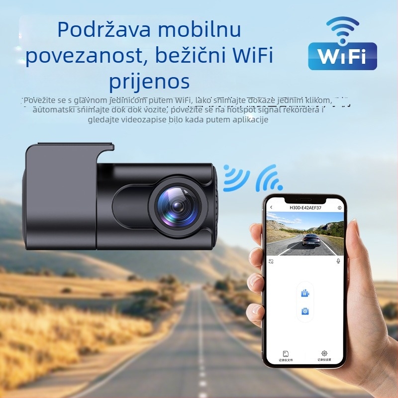 Skrivni automobil DVR s 1080p, 140° kut, Wi‑Fi povezanost, petlja snimanja